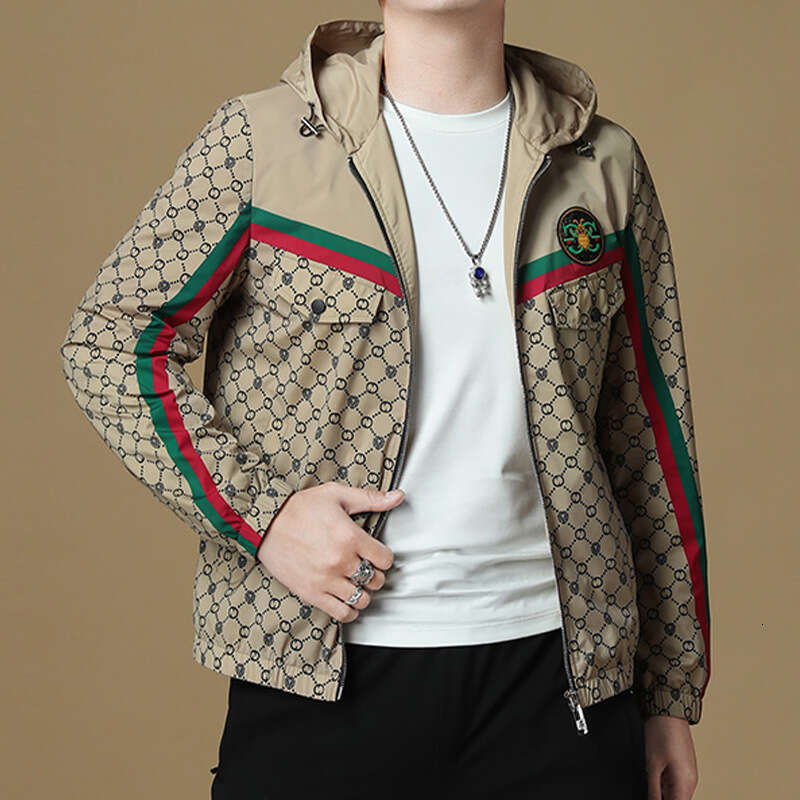 fucci jacket European Style Light Luxury Jacquard Hooded Men's Fashion Jacket Stylish And Unique Lightweight Casual gg Coat 1bf