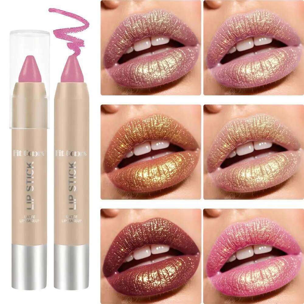 Iridescent Metallic Lipstick Pearl Enhanced Color Change Waterproof Volumizing Gloss Moisture Lock Non Transfer H260302-image-1096015440