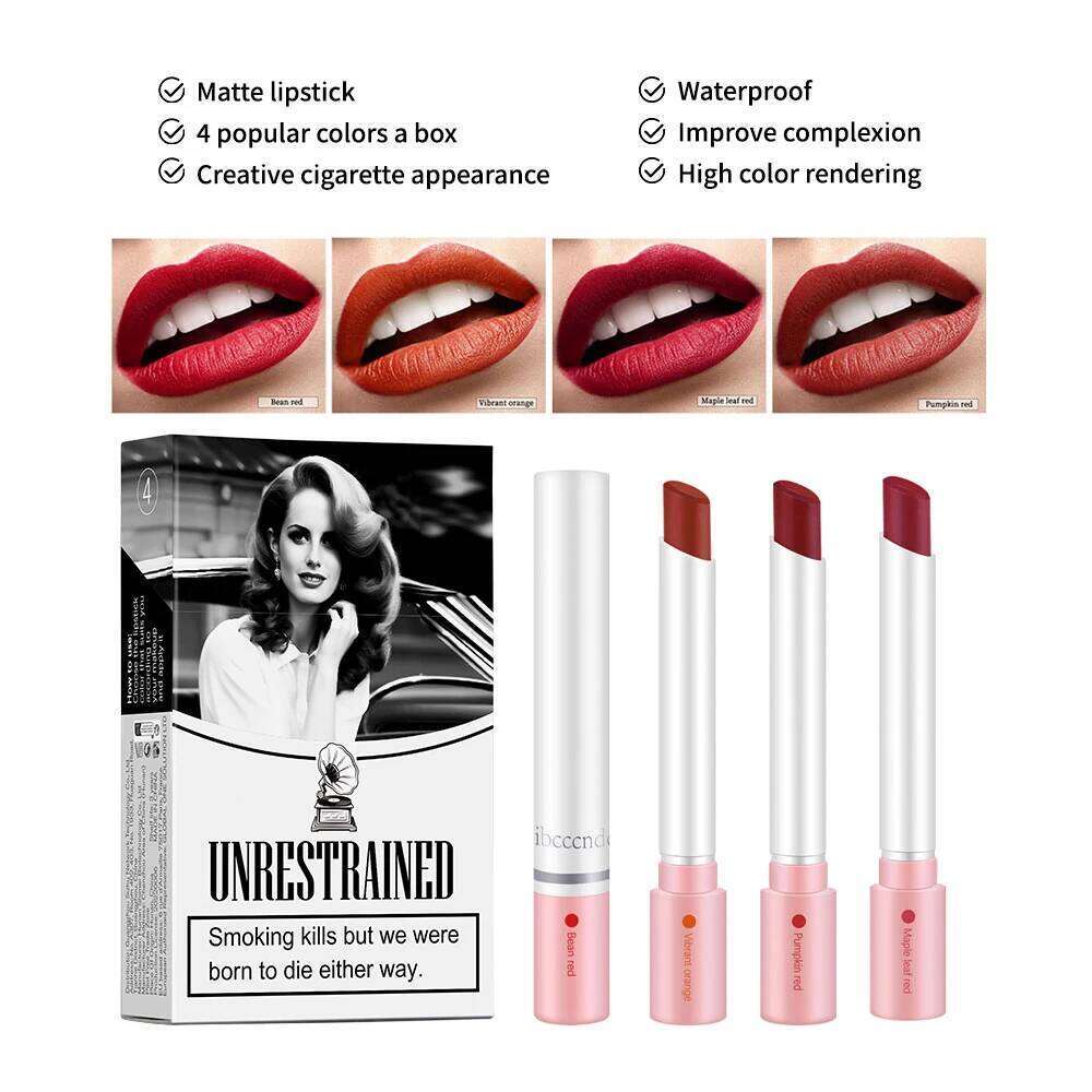 Matte Lipstick Tint Set 4 Colors Waterproof Long Lasting Non-transfer Smooth Highly Pigmented Velvet Lip Sticks Makeup H260302-image-1096010378