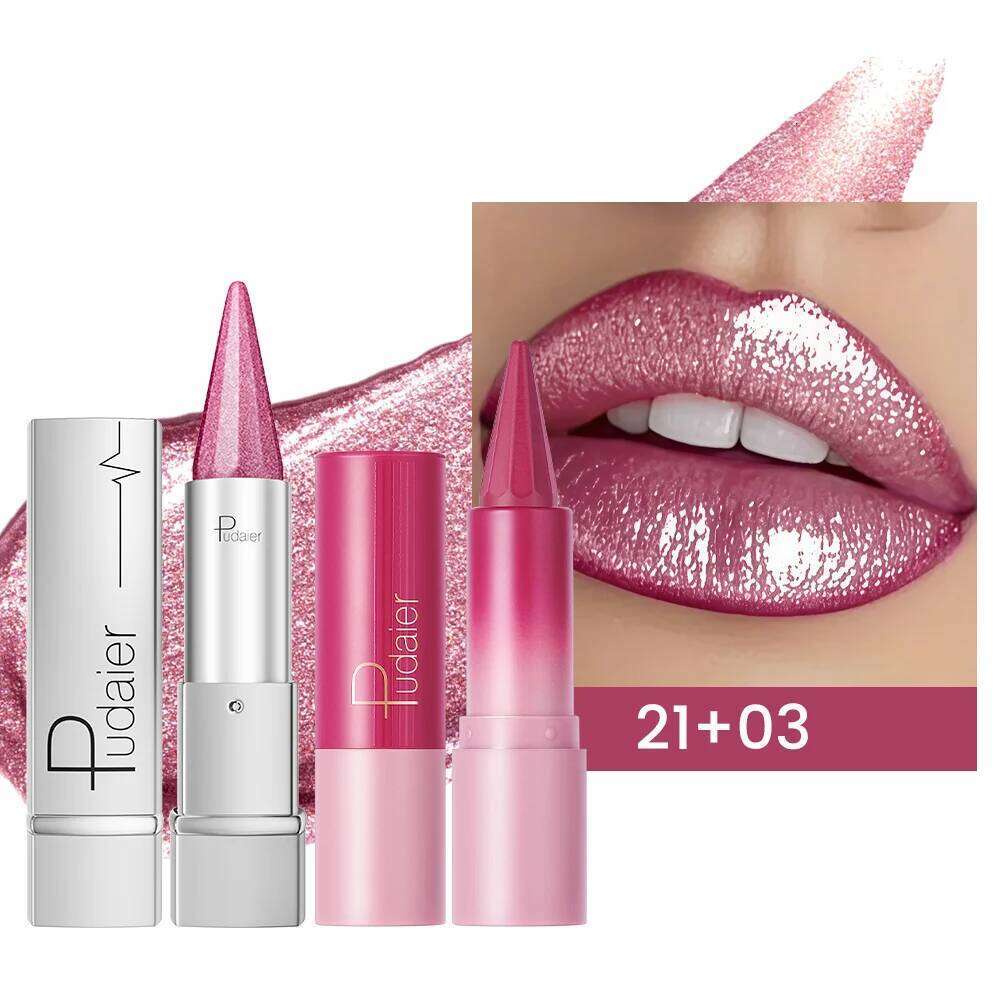 2pcs Metal Tip & Matte Lipstick Set High Pigment, Long-Lasting, Waterproof Lip Color - Ideal Beauty Gift for Women H260302-image-1096014475