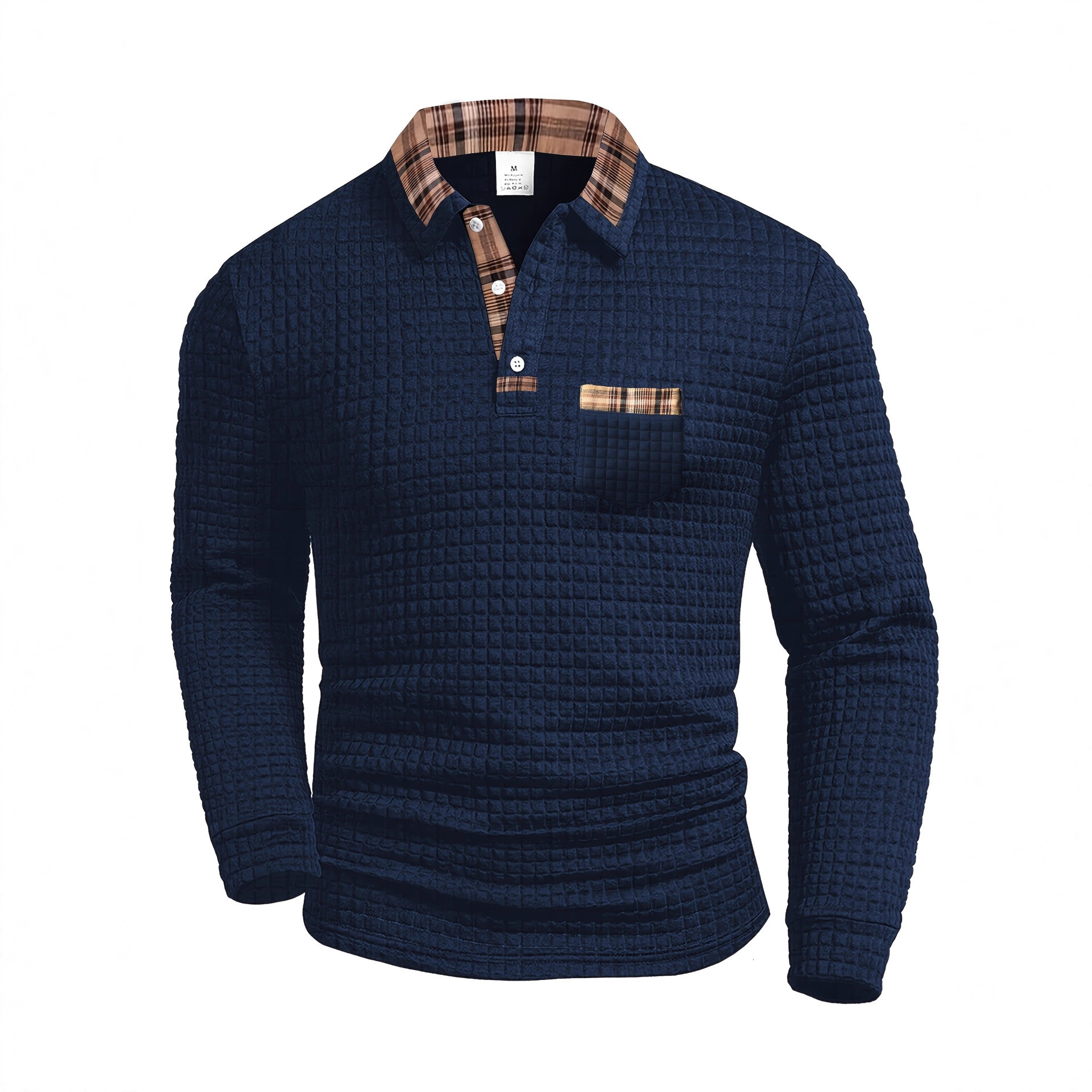 2026 Luxury Brand Designer Clothing Spring Autumn New European And American Men's Casual Solid Color Plaid Patchwork cket Turn-Down Collar Long