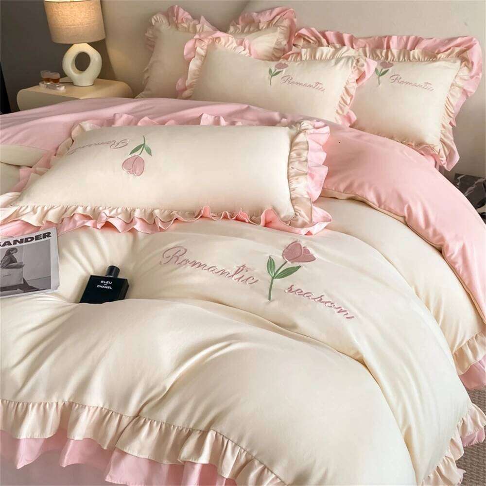 Princess Style Soft Comforter Duvet Double Cover with Pillowcase Bed Sheet Home Four Piece Sets Fashion Bedding Set W260302-image-1096027066