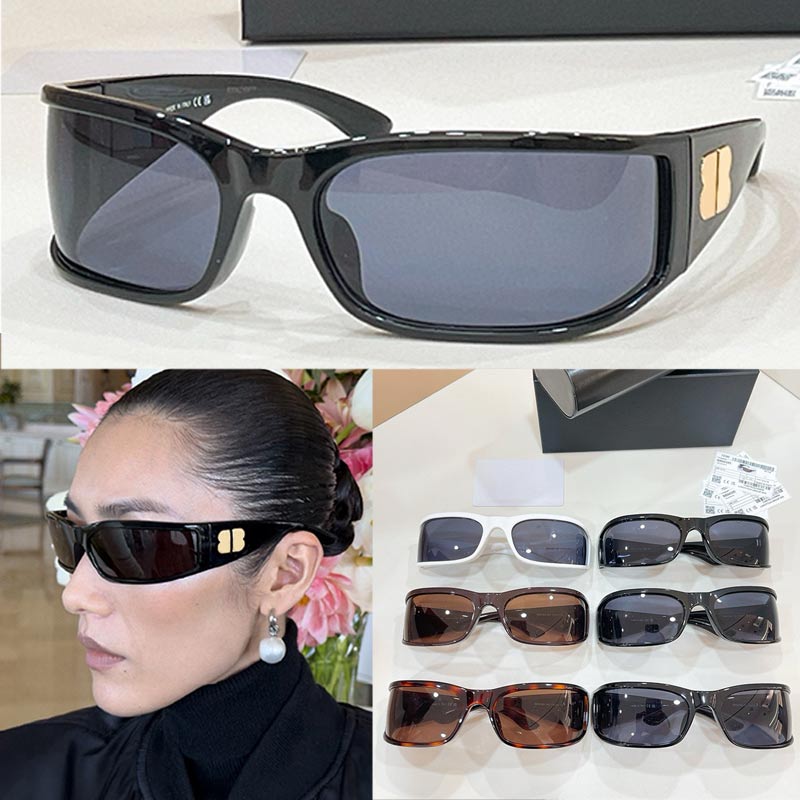 Sunset Rectangle Sunglasses in Black BB0458S Brand Designer Women Sunglasses Bio based Injected Nylon Frame UV400 Protection Grey Curved Side Lens W