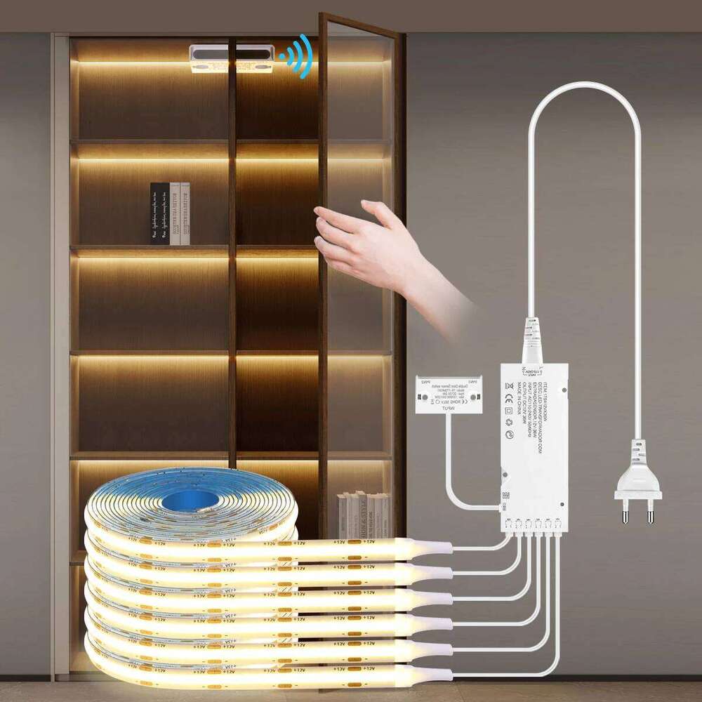 Multi LED lumières COB capteur de mouvement interrupteur 12 V sous bande lumineuse porte ouverte lumière pour armoire à vin cuisine W260302