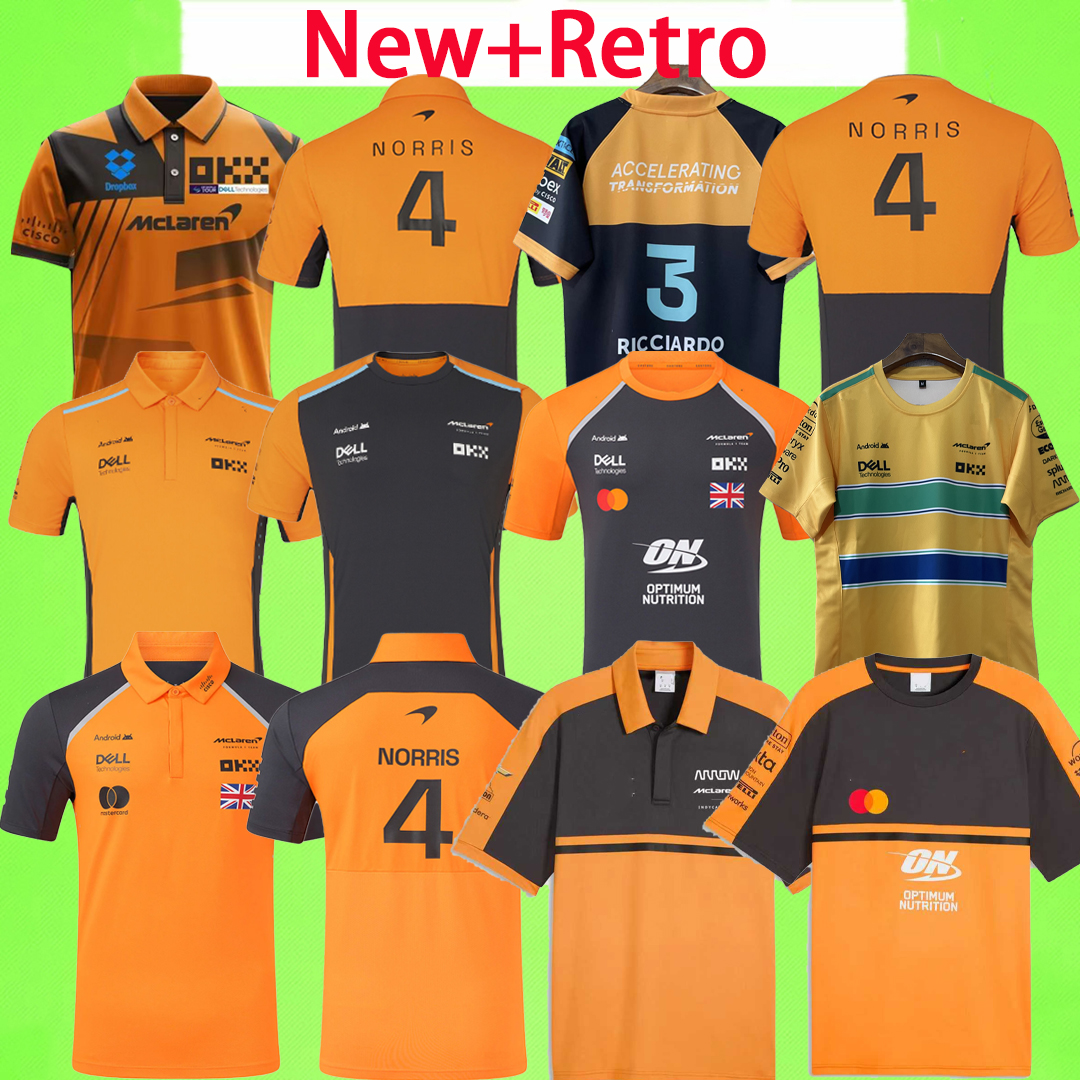 NOUVEAU 23 24 25 26 27 Jerseys Hommes Enfants Kit Maillot de Chemises T Accueil Mclaren 2023 2024 2025 2026 2027 Costume de course Gilet rétro 19