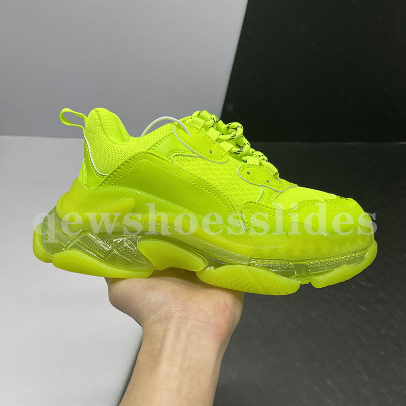Avec Box Designer Triple-S Clear Sole Chaussures Hommes Femmes Paris Triple Noir Rose Néon Blanc Gris Baskets Hommes Femmes Gomma Cuir Nylon Impr