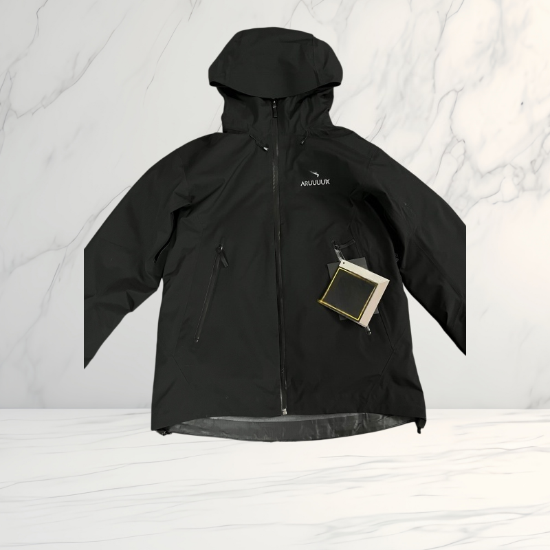 Embroidered Logo Casual Sports Hooded Windbreaker Zippered Hard Shell Jacket Skiing Windproof & Waterproof Coat-2