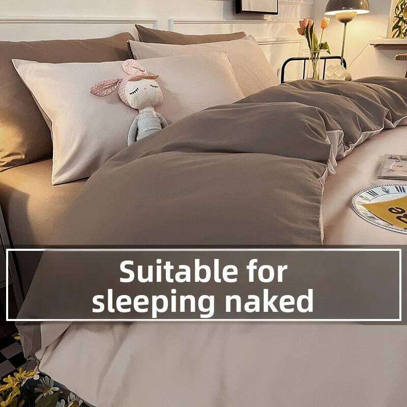 Cover Linen Brushed Four-piece Set Bed Sheets Duvet Covers Bedding Washed Cotton Comforter W260302-image-1096027051