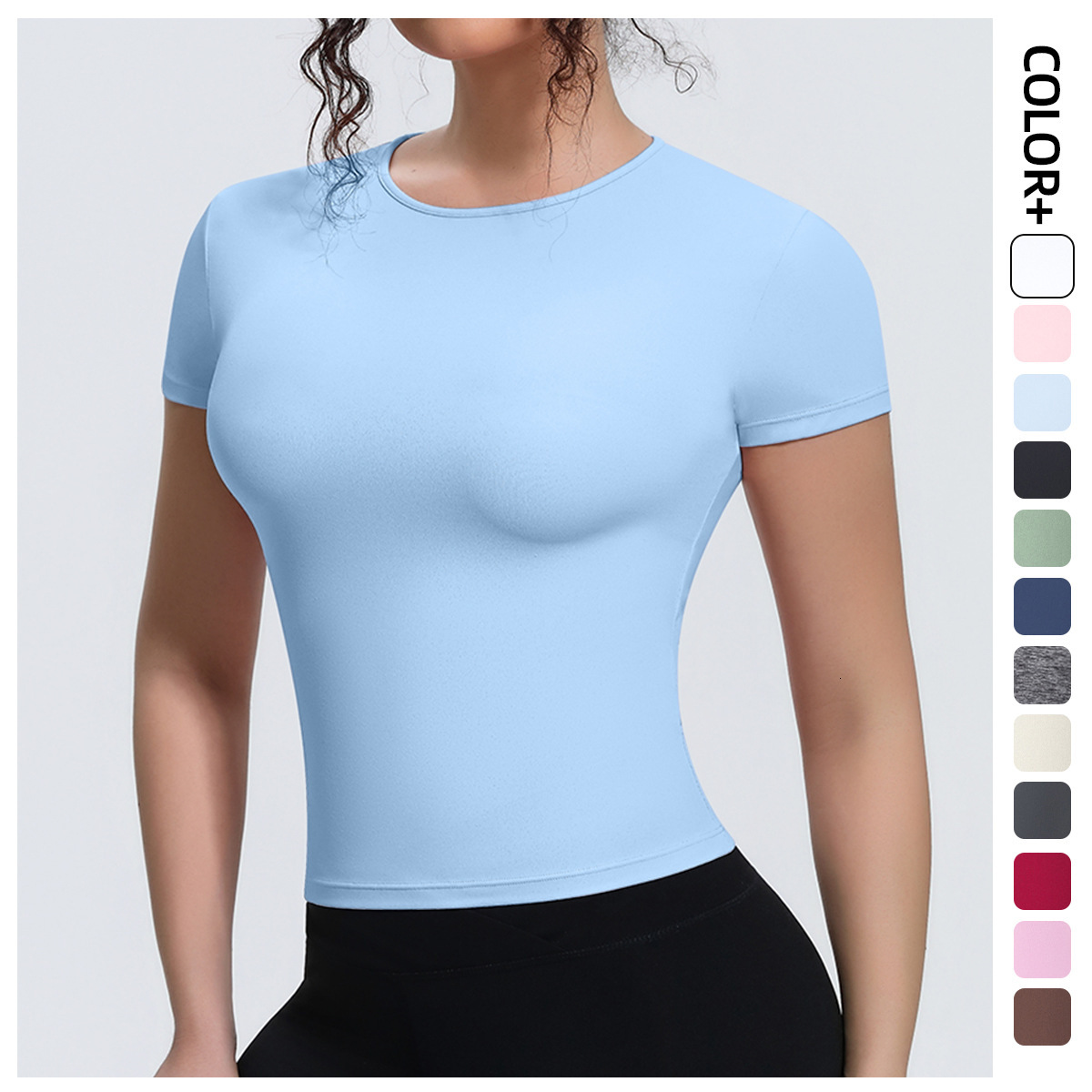 Designer Hoodie New Sports Nude Designer Shirt Waist Polo Shirt Slimming Short-sleeved Breathable Yoga Wear T-shirt Running Training Fitness Top-image-1096129049