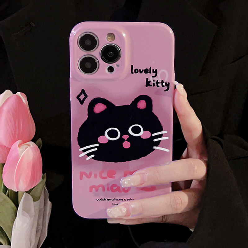 Pink cute cat phone case For apple iPhone 16 15 14 11 12 13 Pro MAX 7 8 Plus X XR XS MAX SE creative 16pro 16promax 15pro 15promax phone case cov