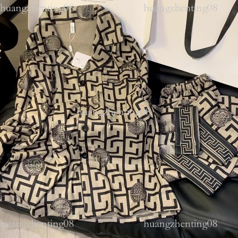 High-End Custom Gift for Boyfriend Winter Warm Double-Sided Brushed De Velvet Pajamas High-End Light Luxury Homewear
