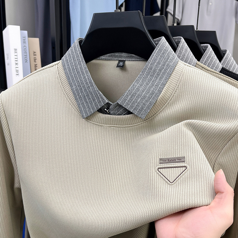 Luxury Brand Designer Clothes Men's Shirt Collar Fake Two-Piece Polo Shirt Casual Men's Long Sleeve T-Shirt In Stock For Dropshipping