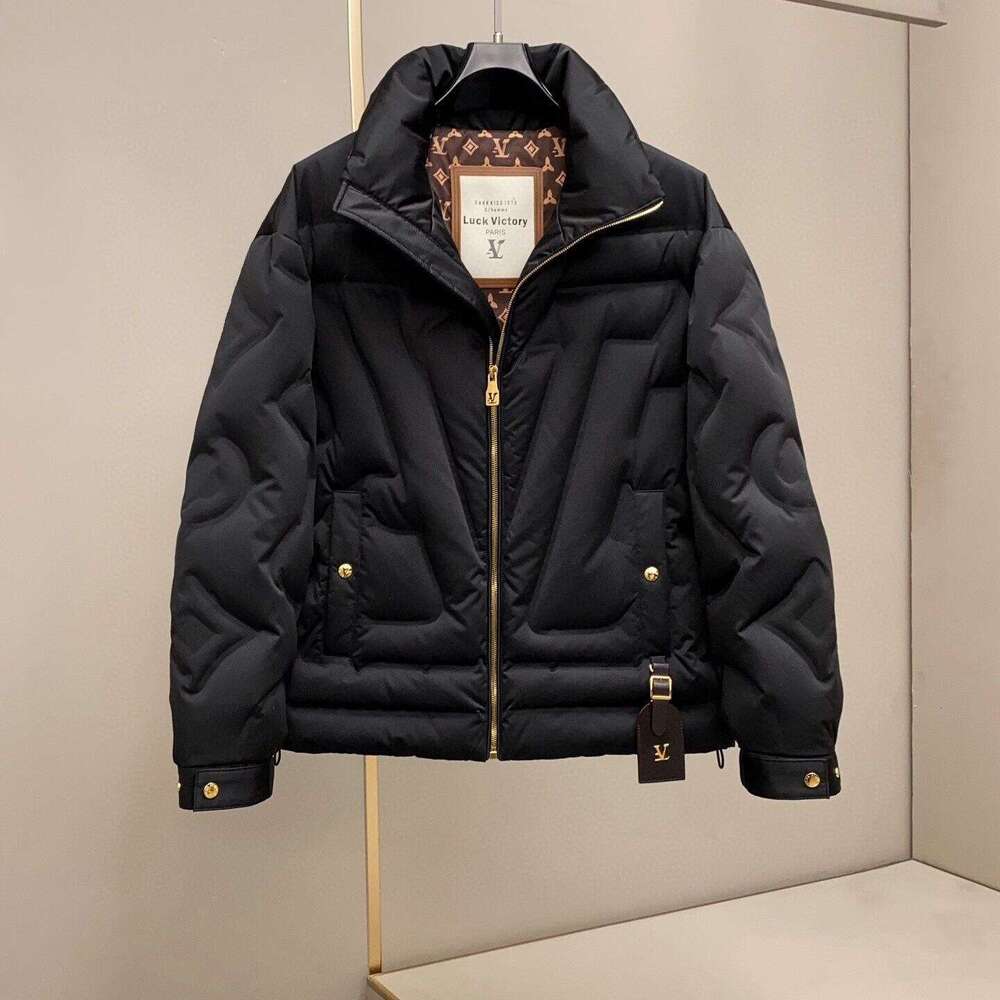 American European Station Winter New Knitted Sleeve Patchwork White Duck Men's Down Jacket Slim Fit Embroidered Warm Thickened Coat Luanyun