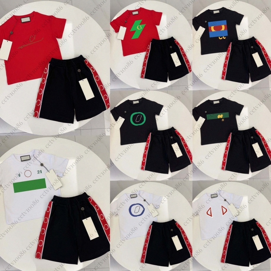 Kids Clothing Sets Boys Girls Short Sleeve T-shirts Shorts Designer Toddlers Baby Letter Print Tops Children Youth Tees Summer Brand Clothes Blac-image-1096042327