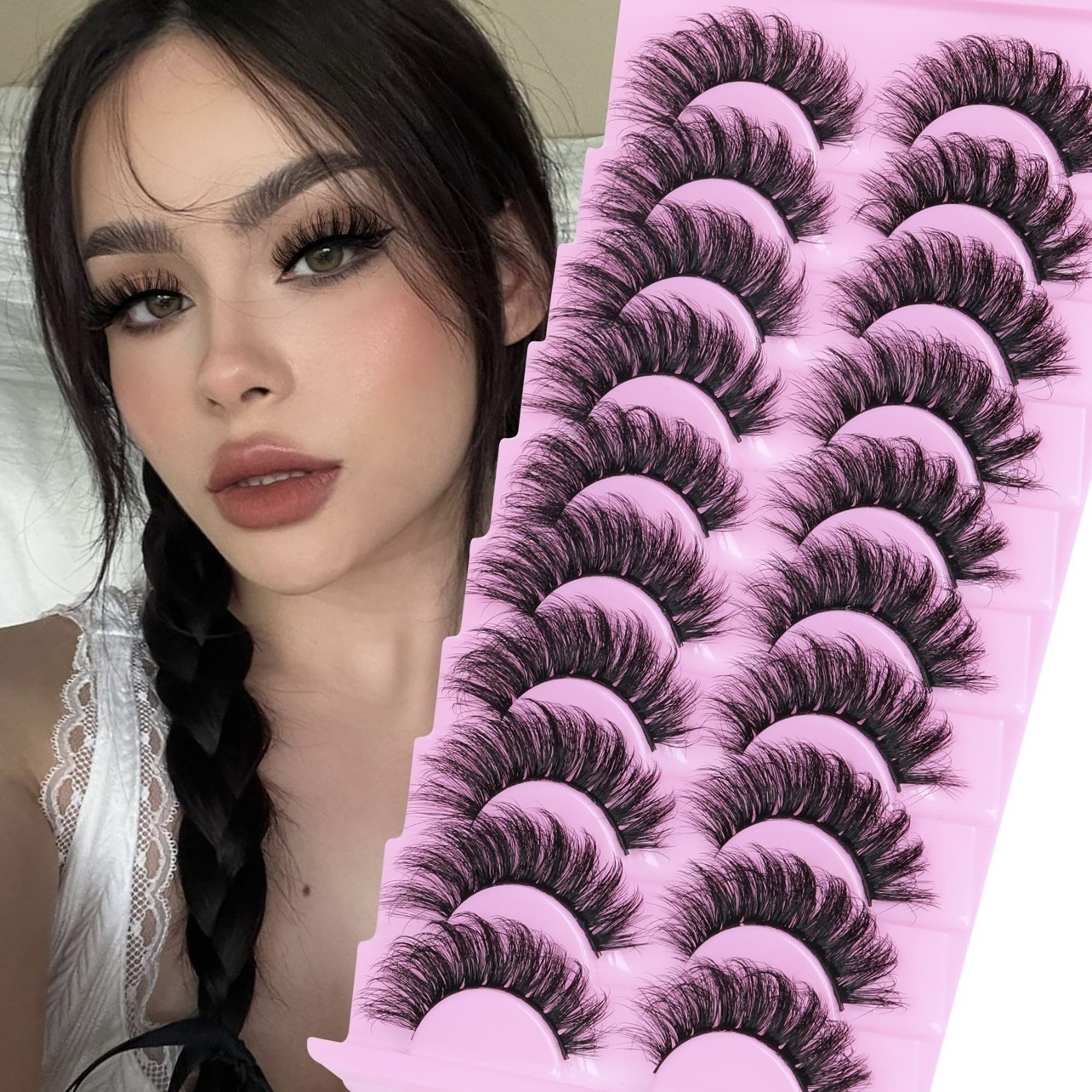 3D Faux Mink Lashes Thick Curled Fake Eyelashes Fluffy Wispy Handmade Reusable Multi-layer 3D Thick Eyelashes Extensions Makeup Accessory for Eye-image-1096078674