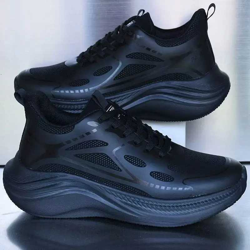 Leather waterproof thick soled elastic sports shoes autumn and winter anti slip casual running sports shoes K260303