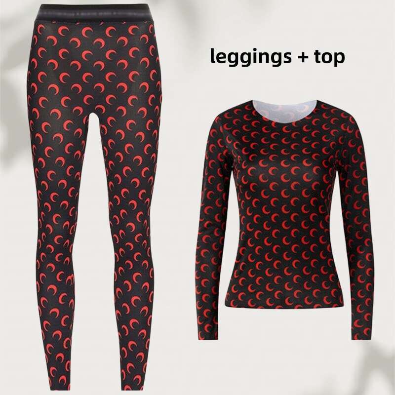 marrine serre Fashion Half Moons Shaped Pantyhose Casual Top Women's High Waist Leggings Fleece Lined Stretch Slim Casual Pants Designer Leggin