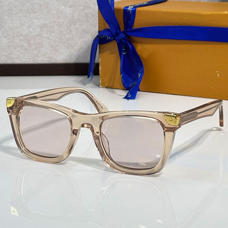 Womens Square Sunglasses New Design Good Quality Womens Champagne Acetate Frame Champagne Lens Glasses Protection UV400 with packaging box 3158U