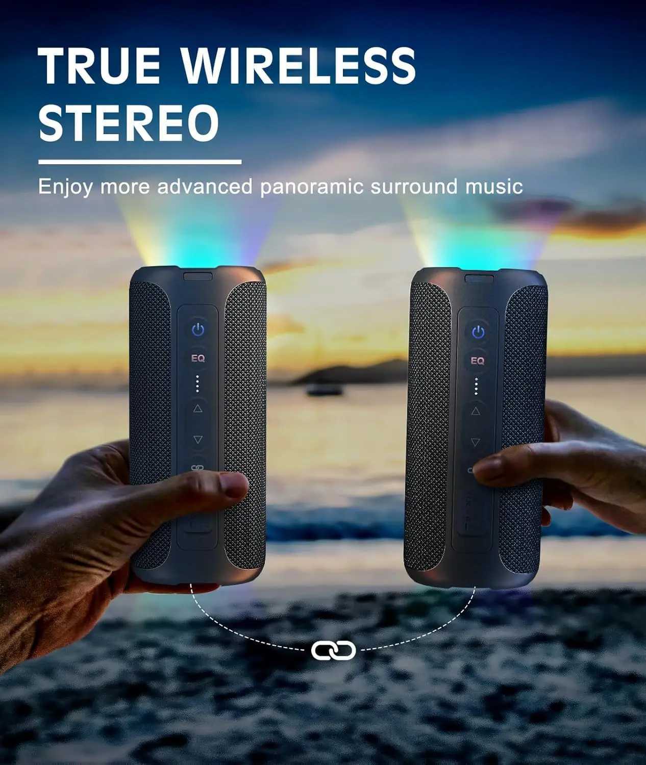 Ortizan 40W Portable Bluetooth Speaker with LED Light 360 Strong Bass Stereo Wireless Speakers IPX7 Waterproof Shower Speakers T260304-image-1096237042