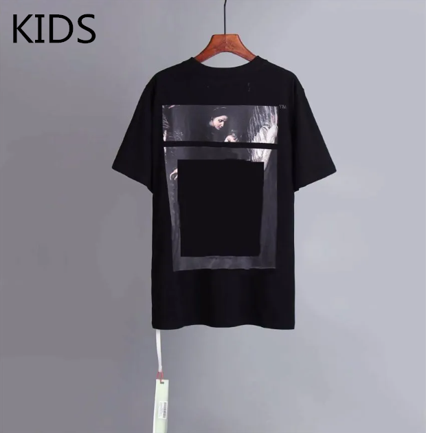 boys off whte shirt designer clothes kids offwhite Trendy loose Arrow x Printing Tees girls casual breathable T-shirt for Tall Youth 156-170cm Teens