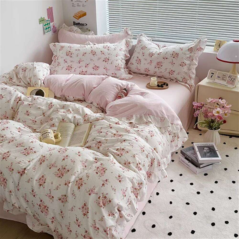 2025 New Cotton A Class Embroidery Four-Piece Set - Brown Sheet Bed Girls Quilt Cover C260304-image-1096223956