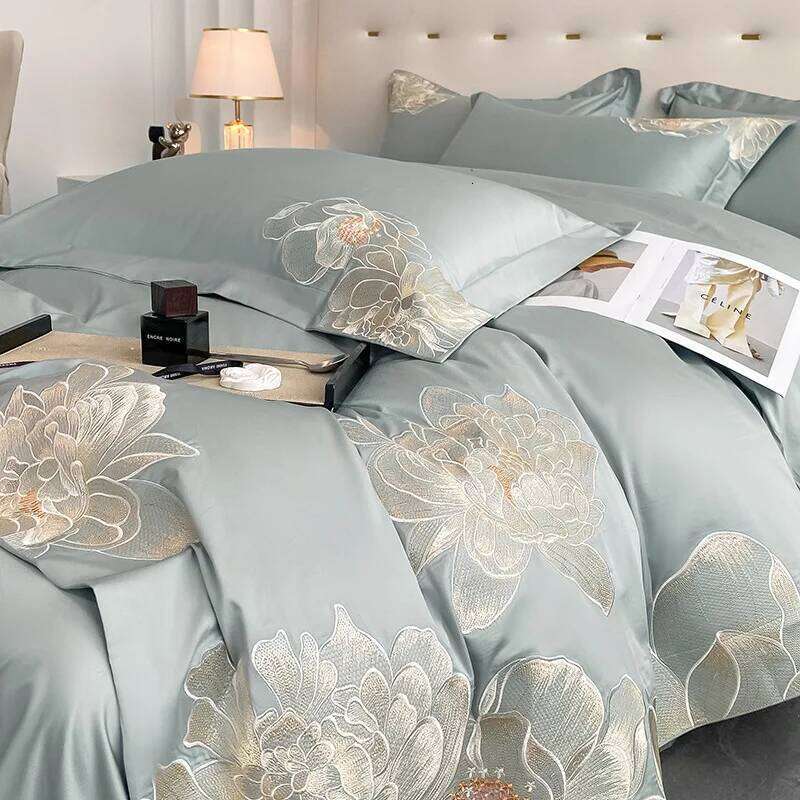 Luxury Long Staple Cotton Chic Embroidery Bedding Romantic Smooth Colorfast Bed Linens High Count Duvet Cover Set for Home C260304-image-1096233551