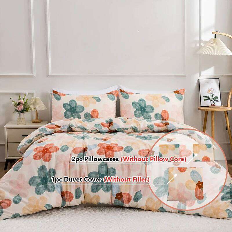 3PC Flower World Duvet Set Skin friendly 100% polyester 1Quilt Cover 2Pillowcase Without Core Four Seasons Home Decor C260304-image-1096224338