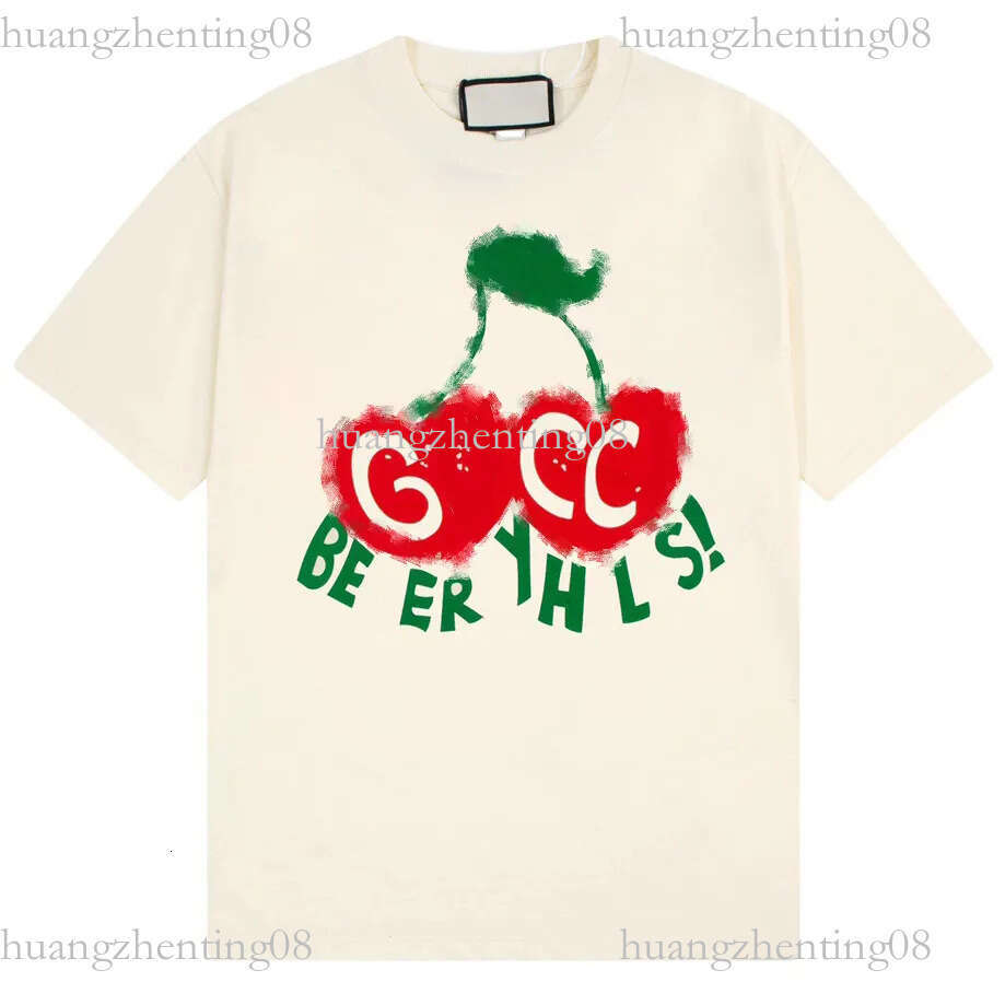 Top Grade letters cherry 2026 new designer t shirt for women men unisex fashion hip hop half sleeves white 3D flowers print loose casual top clothes