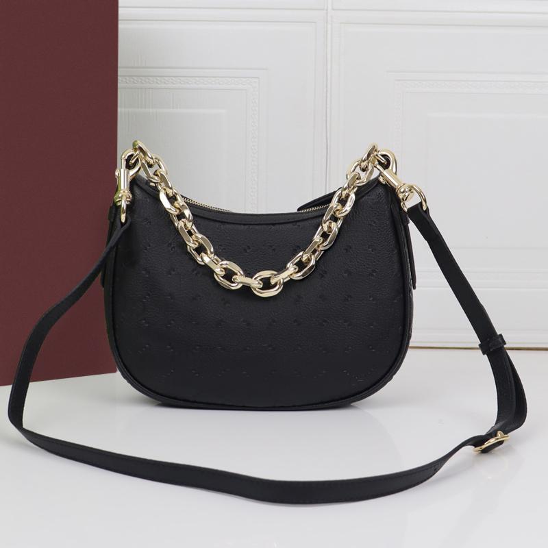 Sac de designer Sac à bandoulière classique Femmes Sac à main en cuir véritable Sac à main texturé Lettre d'impression Emblème Crossbody Noir Mod