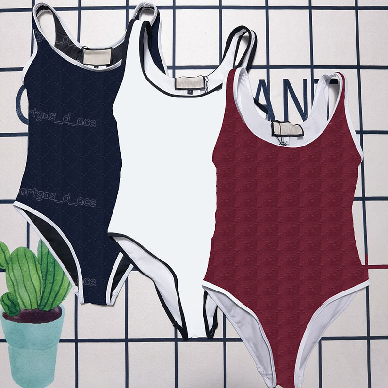Designer Full Letter Prints Swimsuit For Women Sexy Backless Padded Up Swimwear Summer Vacation Beach Surfing Diving Yacht Bathing Suit-image-877106235