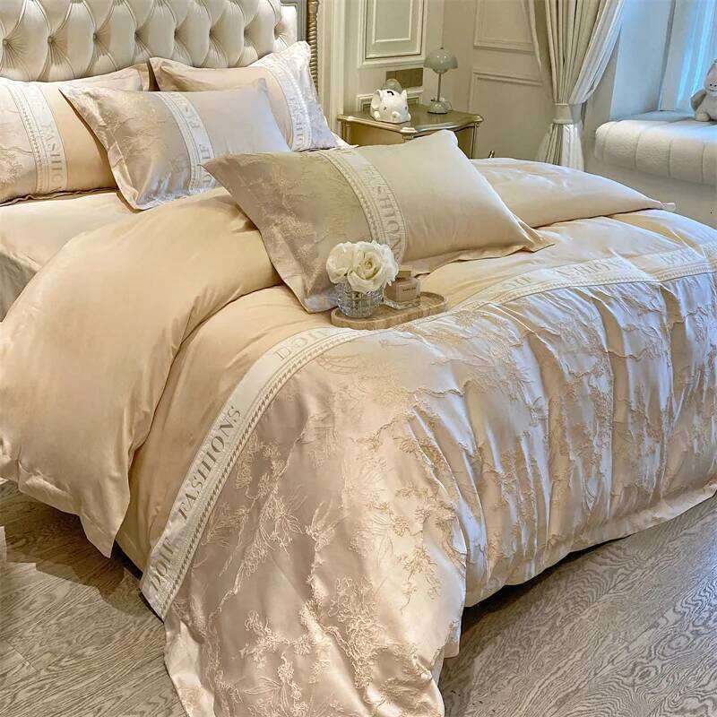 Light luxury 60 skin-friendly cotton four-piece set, high-end quilt cover, bed sheet, mattress, bedding C260304-image-1096242391