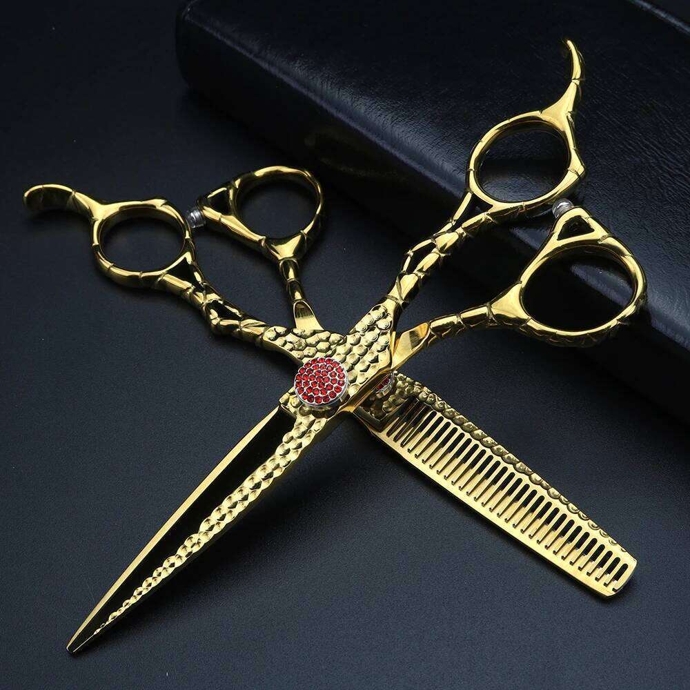 XUANFENG forged hair 6 inch Japanese 440C steel cutting and thinning Barber scissors H260303-image-1096139151