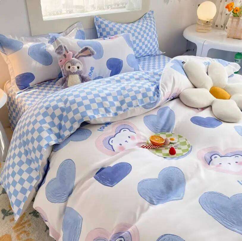 35colors, 4pcs, 100% cotton bedding set, four-piece sheet comfort girly fresh style couple bed comforter set C260304-image-1096235073