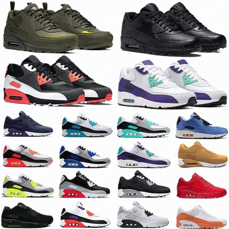 designer 90s Running shoes For Men Women Triple Black white Mesh Leather Trainer Breathable Cushion Surface Sneakers Sports Eur 36-45 F9Rg#