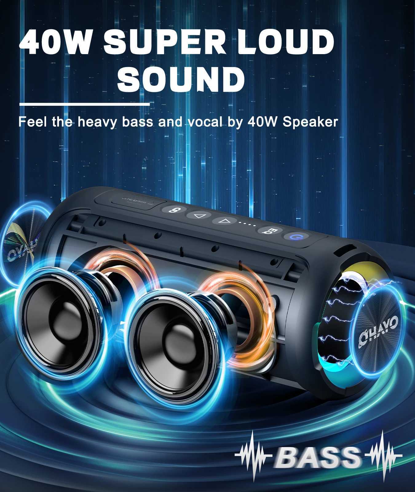 Ortizan Bluetooth Speakers 40W Enhanced Bass Portable Outdoor Wireless Speaker 30Hrs IP7 Waterproof Shower Speaker Bluetooth 53 T260304BLQU-image-1096281349