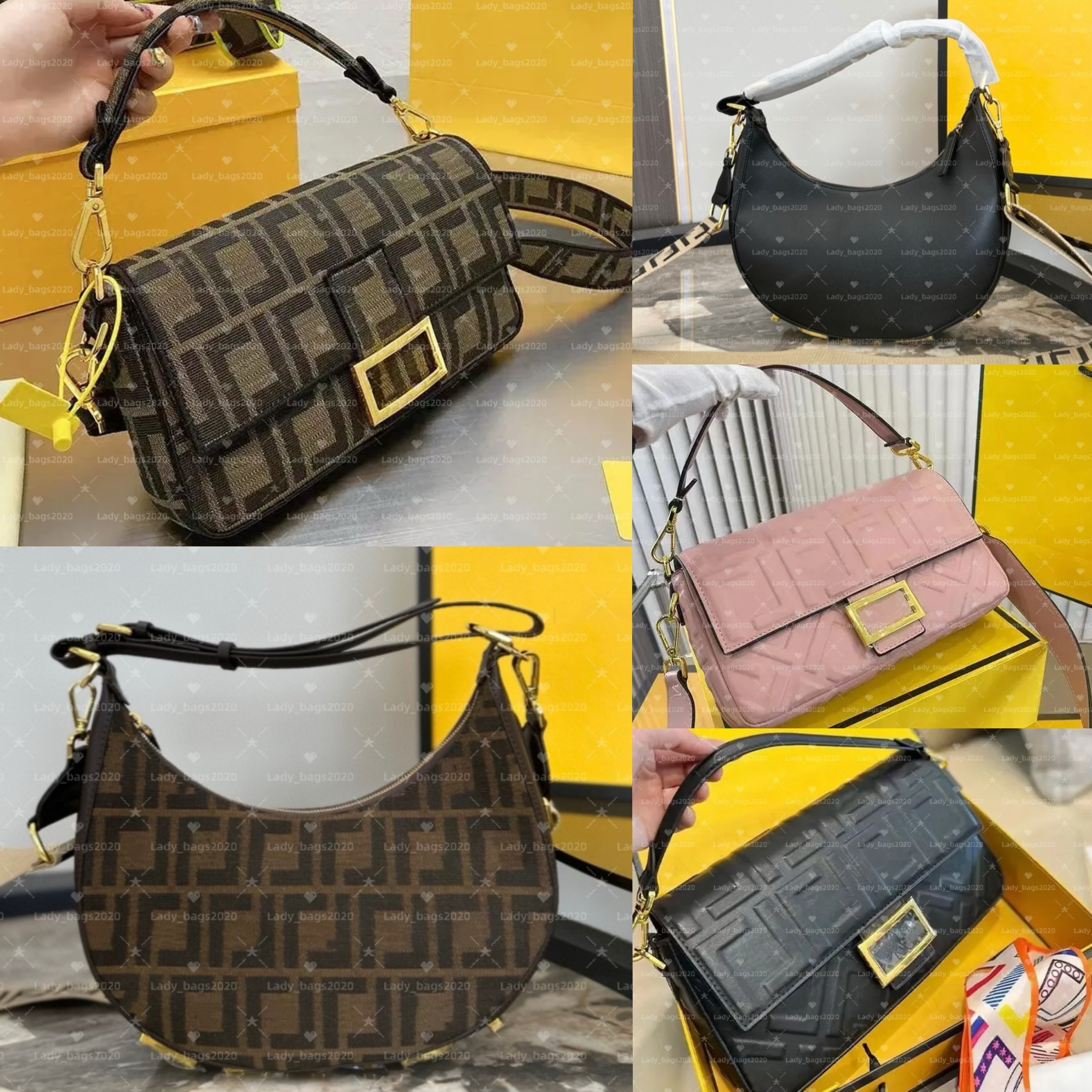 Designer Half Moon Handbag Baguette Bags Letter Pattern Bag Women Luxury Underarm Vintage Canvas Purse Leather Crossbody Handbag Classic Shoulder To