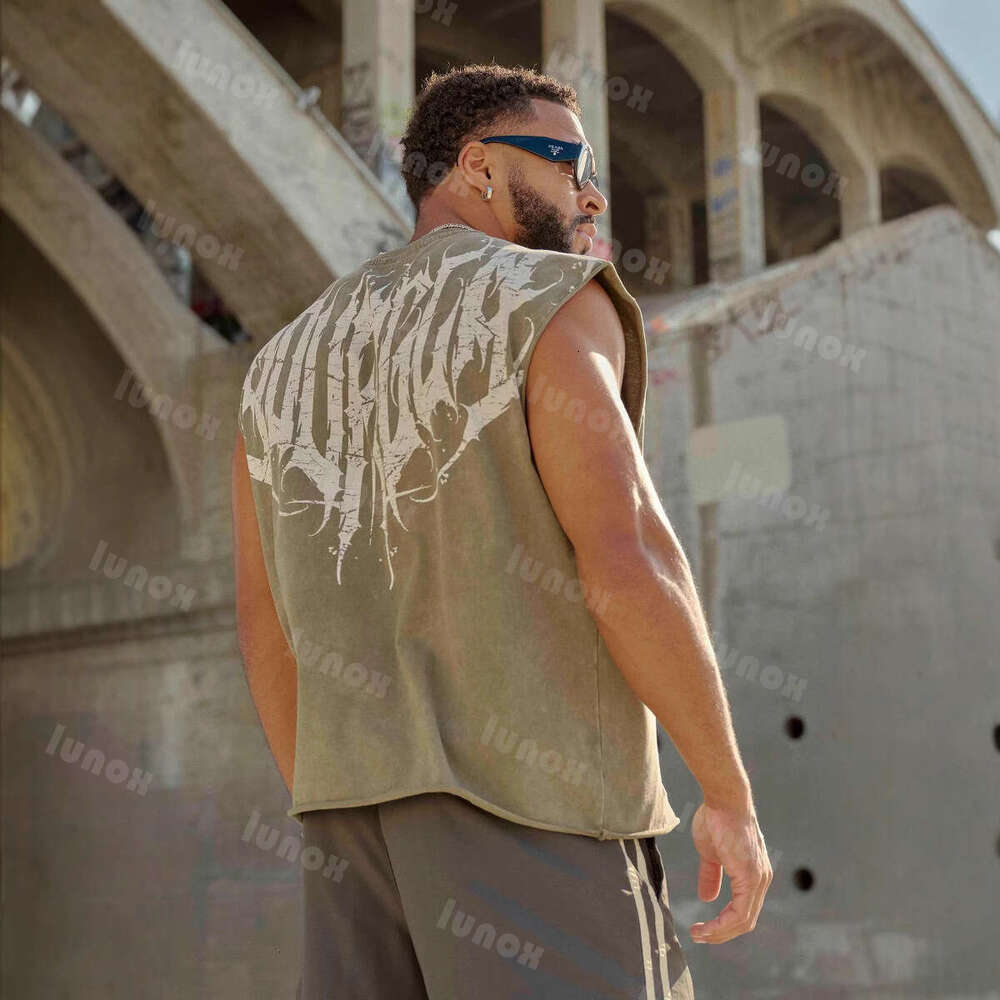 YOUNGLA men American Style Trendy Men's Summer New Jogging Sports Fitness Vest Fashion Casual Sleeveless T-Shirt jogger men youngla batmen set