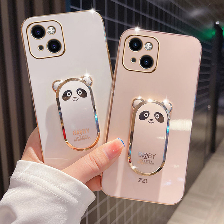 Folding Stereo Bear Bracket Phone Case For Iphone 16 15 14 13 12 11 Pro Max Plus 16Pro Finger Ring 16Promax Phone Case Soft 15Pro 15Promax Cover