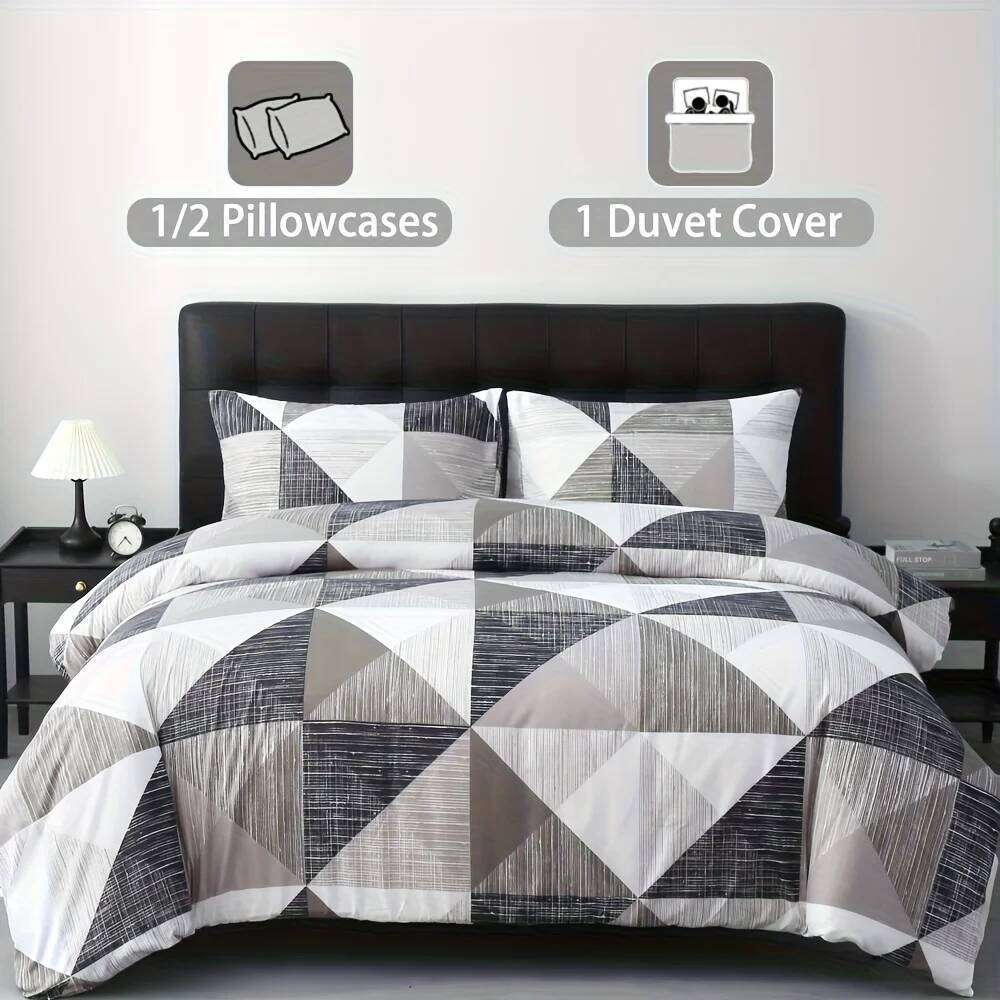 2/3pcs Abstract Printed Polyester Soft and Breathable Duvet Set, 1 Quilt Cover + 1/2 Pillowcases No Sheet Included C260304-image-1096245161