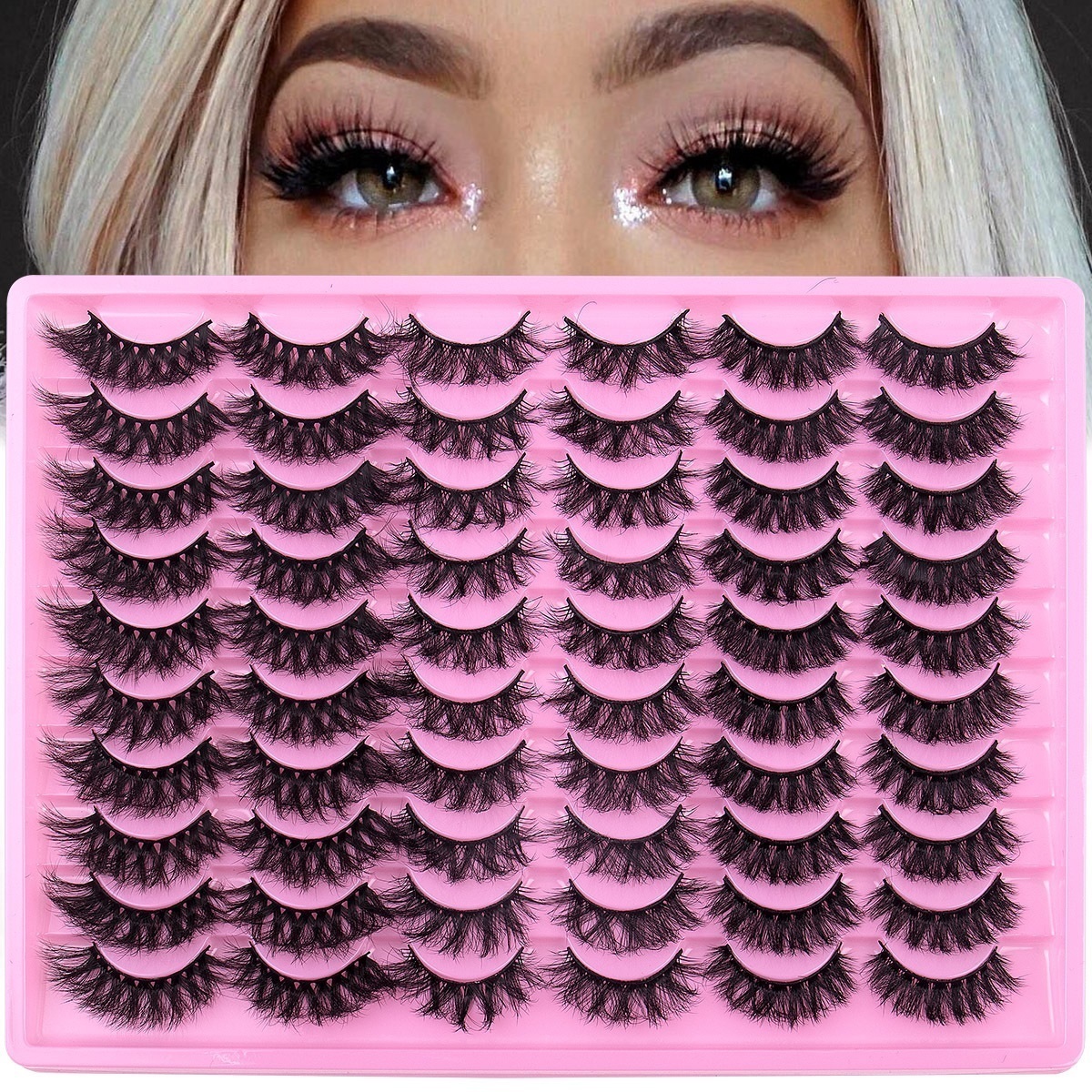 Thick Fluffy 3D Faux Mink Lashes Soft Lightweight Handmade Reusable Multilayer Natural Curled Eyelashes Messy Crisscross Eyelash Extensions-image-1096133459