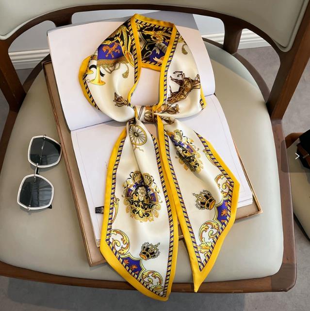 46style Classique Mode Date Designer Écharpe De Luxe Imprimé Lettre Tête Écharpe Cheveux Cou Foulards Femmes Sac À Main Écharpes Pour Sacs À Main