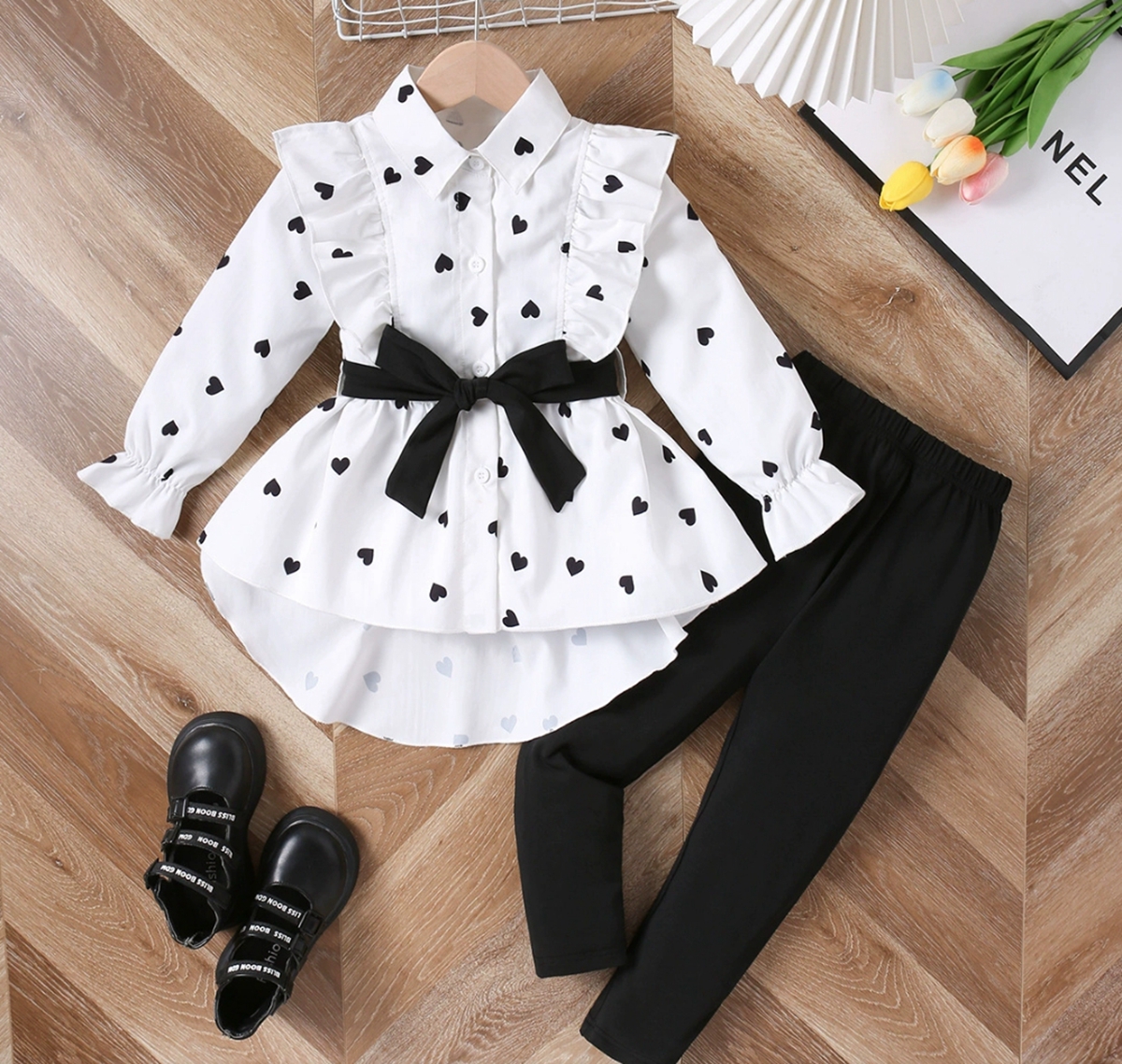 Spring New Kids Clothes Sets Girl's Long Sleeve Shirt Top and Belt Leggings Set Fashion Two Piece Set Baby Girls Clothing Tracksuit Designer-image-1096164013