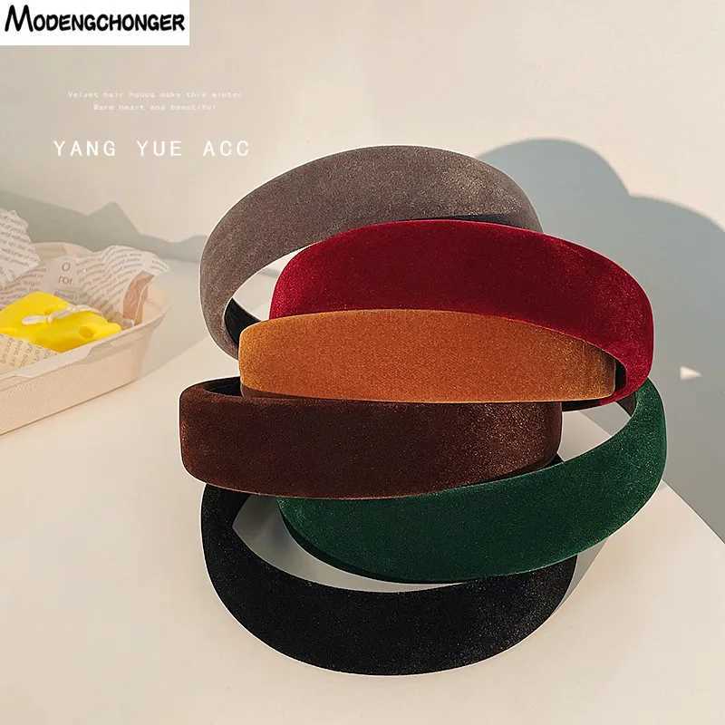 Winter Thick Black Headbands for Women Velvet Sponge Hairband Girls Wide Hair Bezel Elasticity Padded Headwear Hair Accessories H260304-image-1096240600