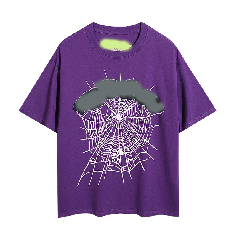 Purple Spider Hypebeast Matching Set Y2K Streetwear Breezy In-style Print Short Shirt Street Style Top Simple Letter Personalized Oversized Short-image-1104131673