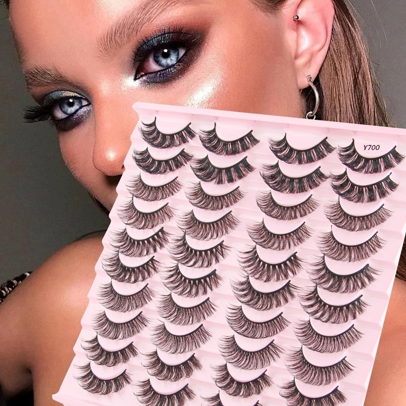 Thick Fluffy False Eyelashes Wispy Natural Looking Soft Delicate Handmade Reusable Multi-layer 3D Faux Mink Lashes Full Strip Curled Crisscross E-image-1096168852