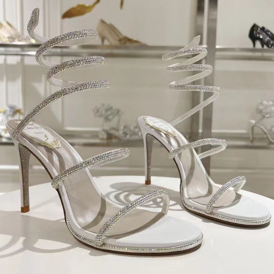 Rene Designer Talons hauts pour femme avec détails en cristal - Sandale à plateforme de 9 cm