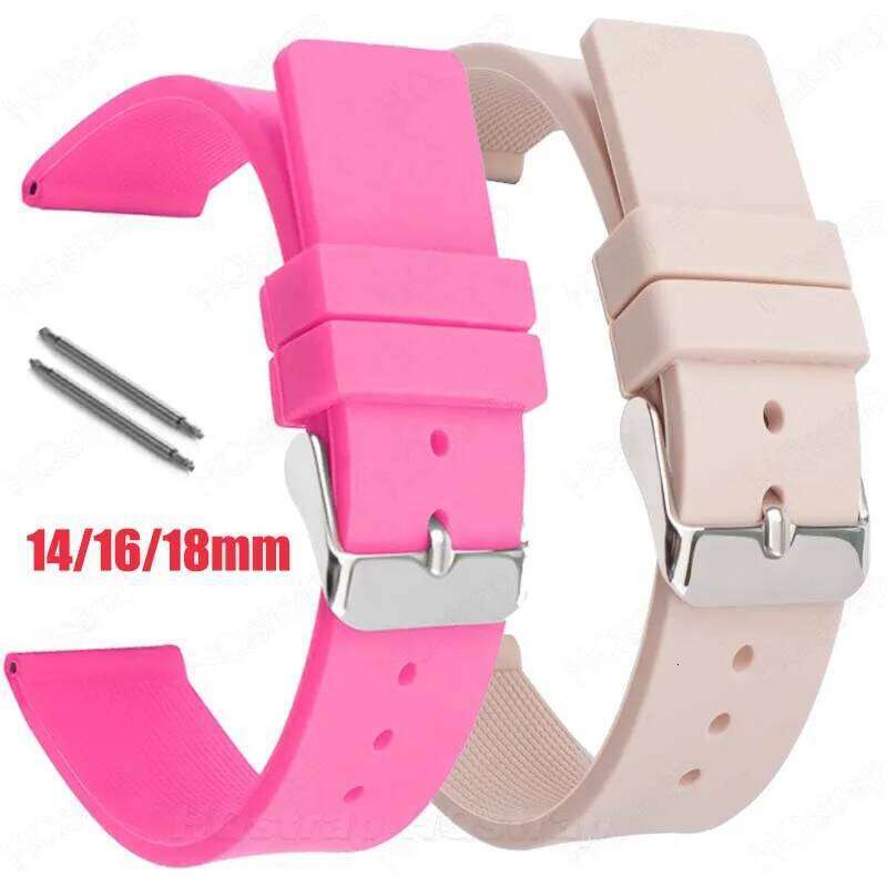 Silicone band 14mm 16mm 18mm Universal replacement strap watch for women men waterproof Bracelet Watches accessories H260304-image-1096265896
