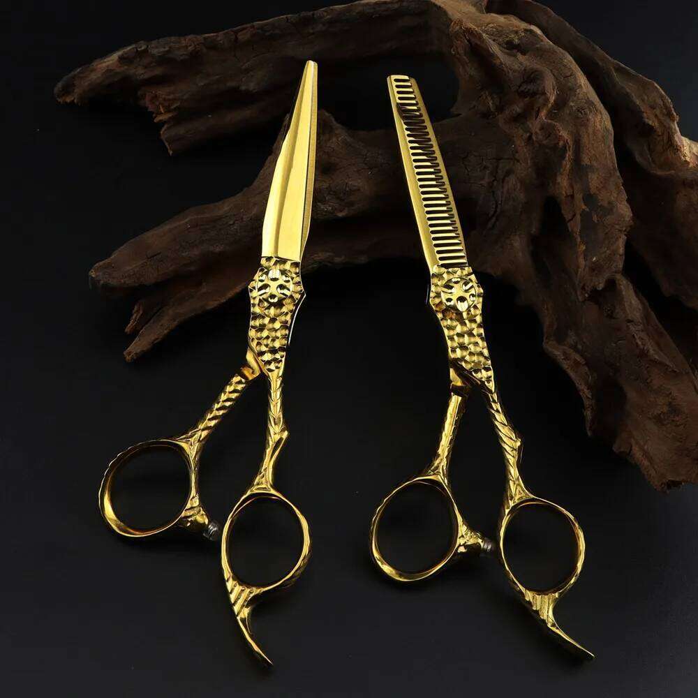 Professional JP 440c steel 6 '' Upscale Gold cut hair haircut thinning barber makas cutting shears hairdresser scissors H260304-image-1096263629