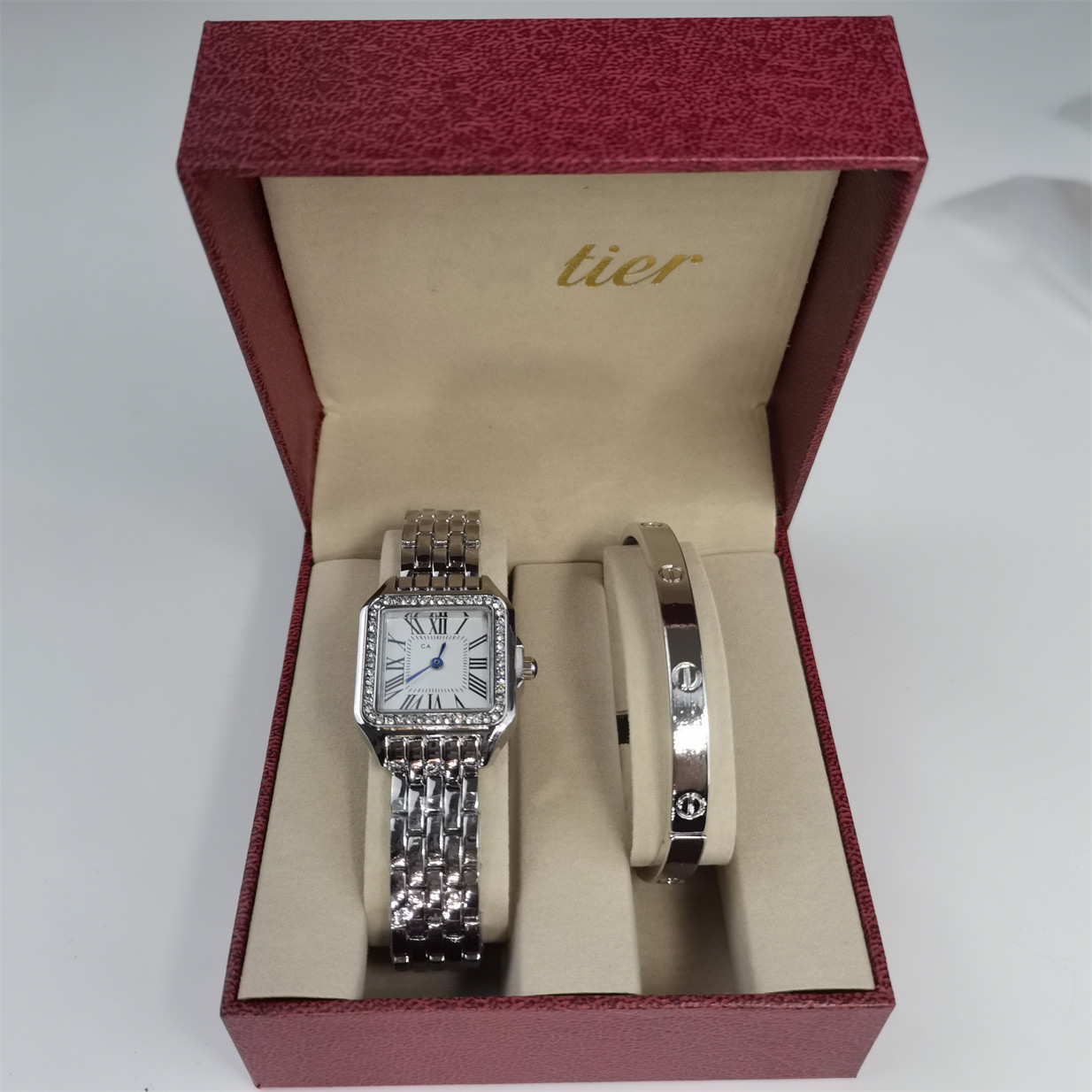 2PCS Set Luxury reloj Watch Women Designer tank Ladies gold Bracelet high quality Fashion Wristwatch 2c Brand Casual womens Watches Bracelets Set Cl