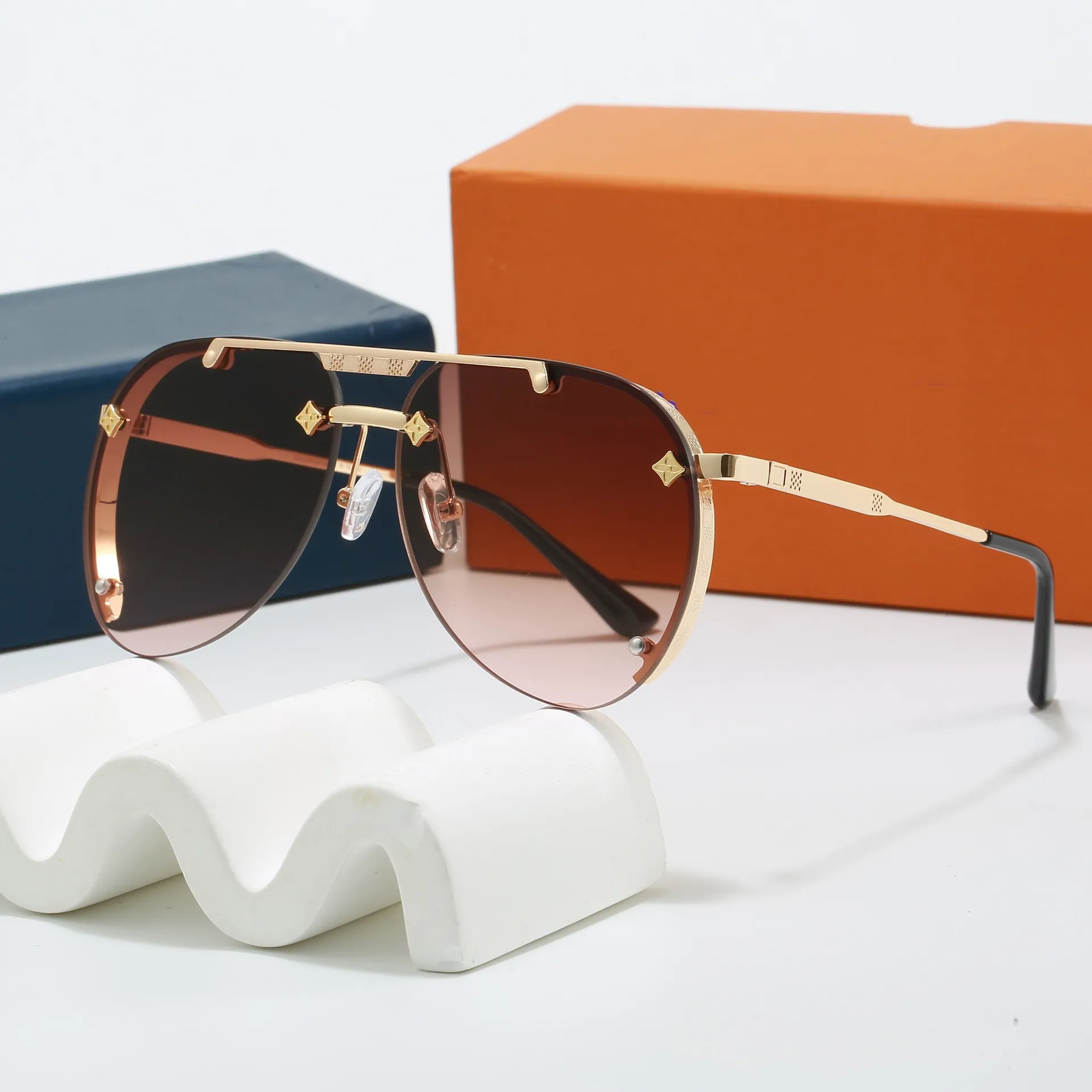 Men Designer Sunglasses Outdoor Shades women fashion metal frame luxury Full Frame Sunshade mirror polarized UV400 protection Glasses With box AAAA